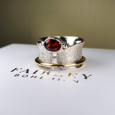 garnet gemstone spinner ring january birthstone